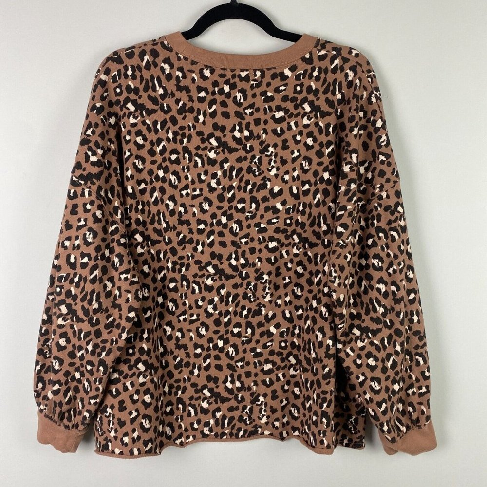 Rails Reeves Mountain Leopard Print Raw Hem Sweat… - image 6
